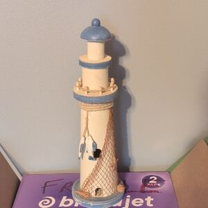 Coastal Lighthouse Decor in Blue and Cream